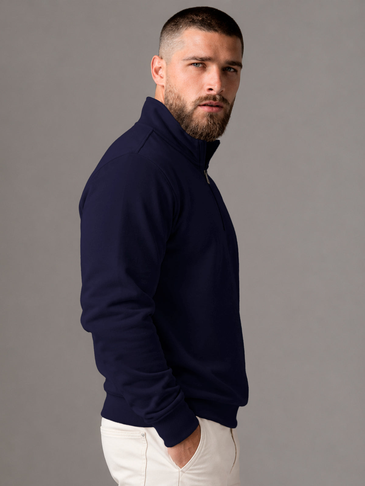 Sudadera Para Hombre Con Media Cierro en Cuello