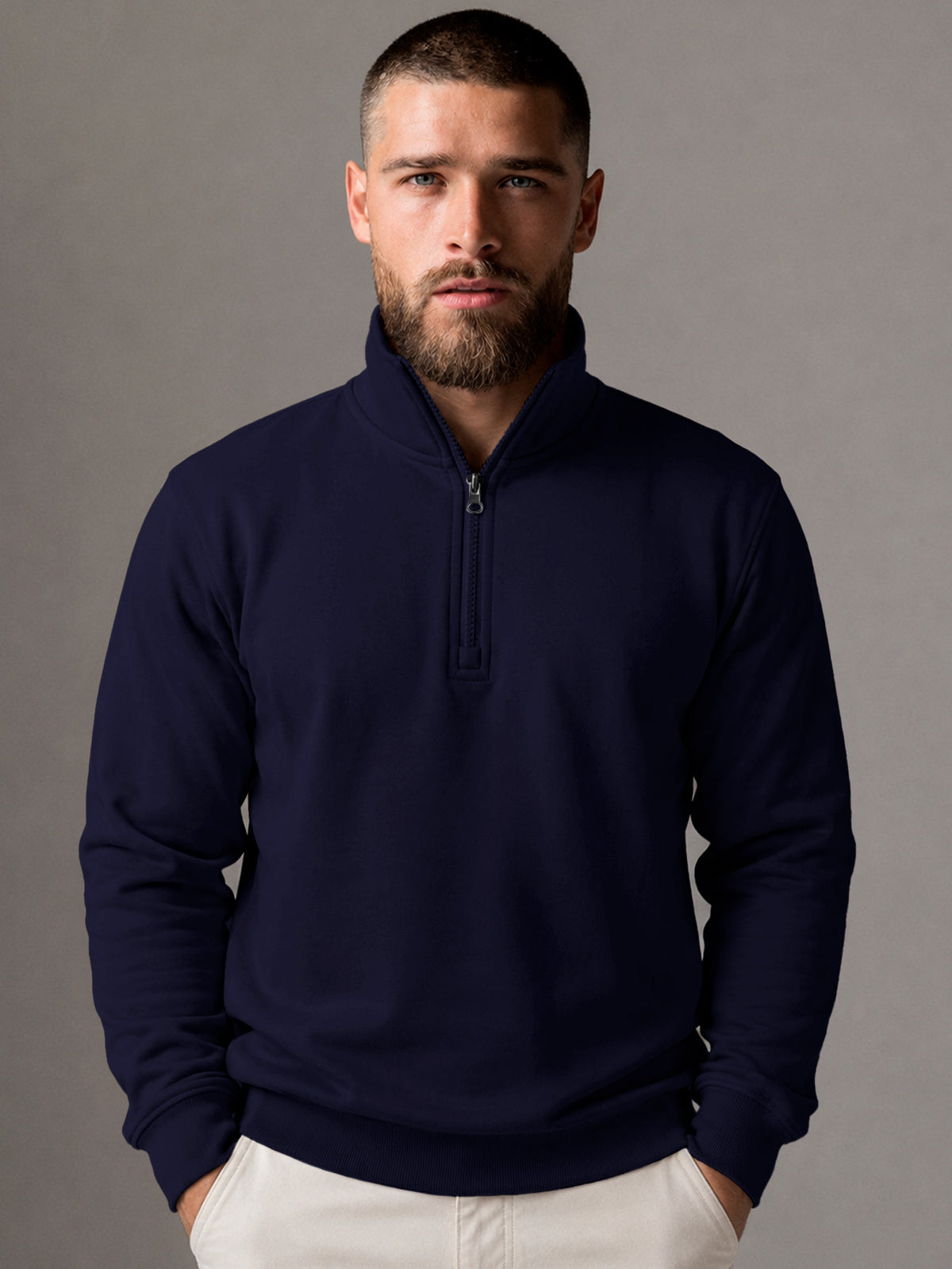Sudadera Para Hombre Con Media Cierro en Cuello