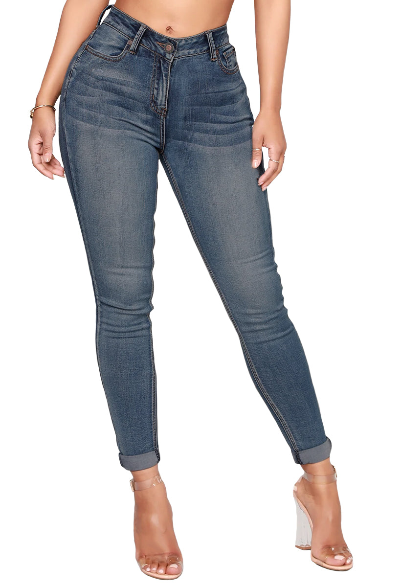 Jeans Dama Stretch Mezclilla Pantalon Corte Alto