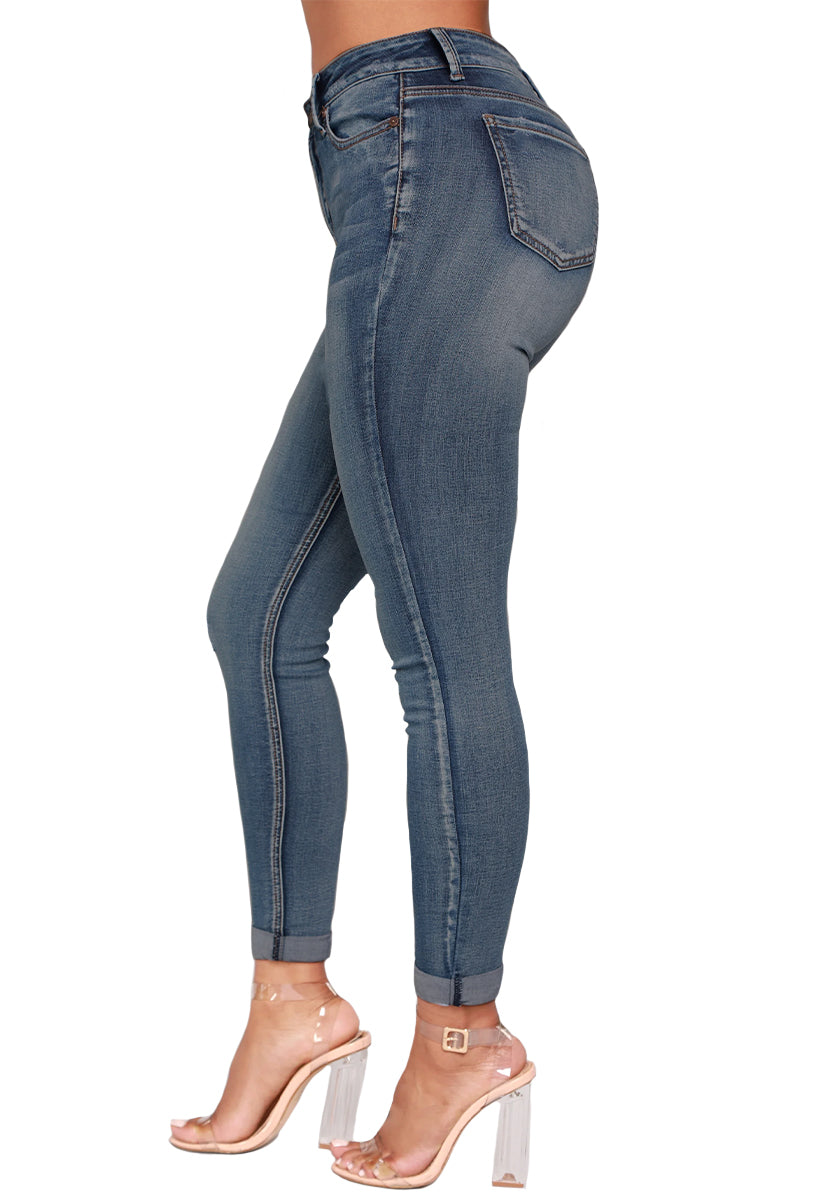 Jeans Dama Stretch Mezclilla Pantalon Corte Alto