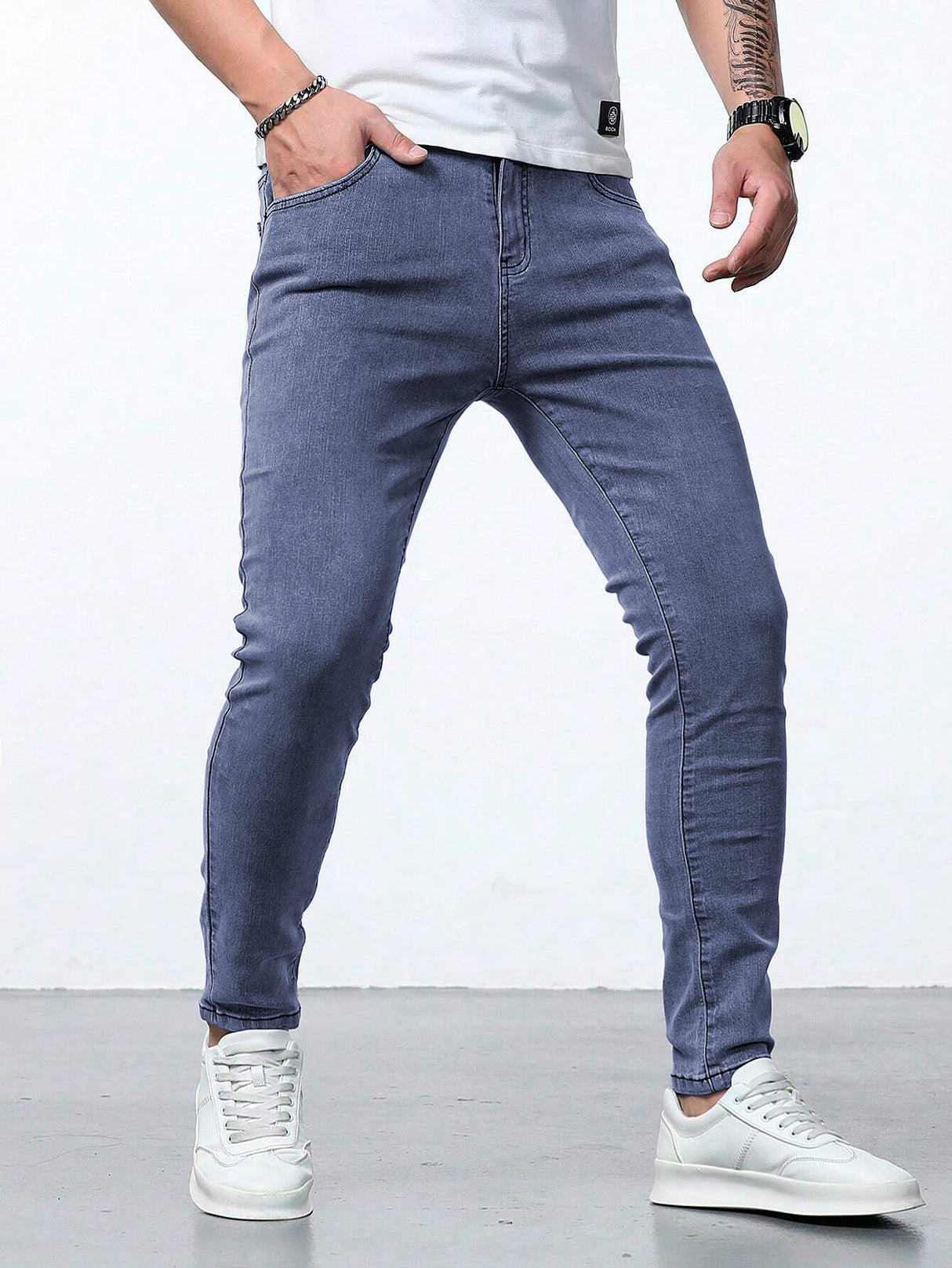 Jeans Ajustados Skinny Fit Pantalón para Hombre de Mezclilla Slim Casual Transpirable