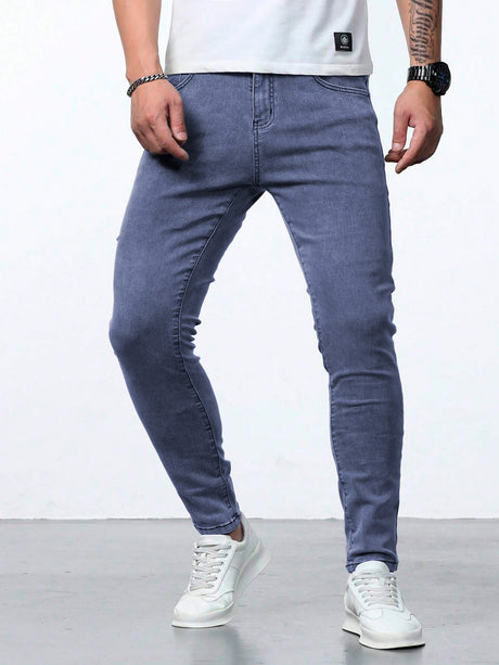 Jeans Ajustados Skinny Fit Pantalón para Hombre de Mezclilla Slim Casual Transpirable