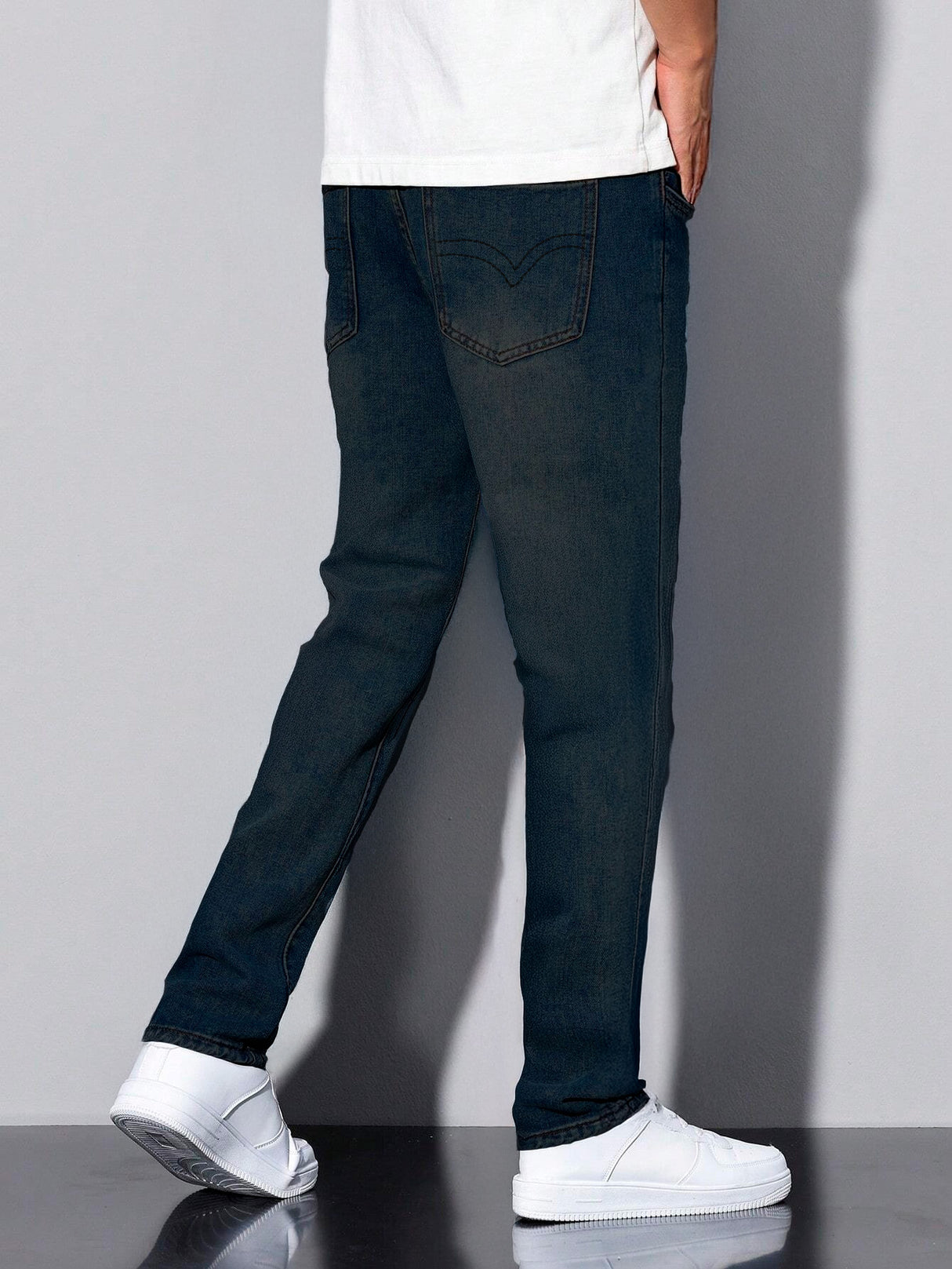 Jeans Clasico Para hombre Pantalon de Mezclilla Corte Regular Recto Slim