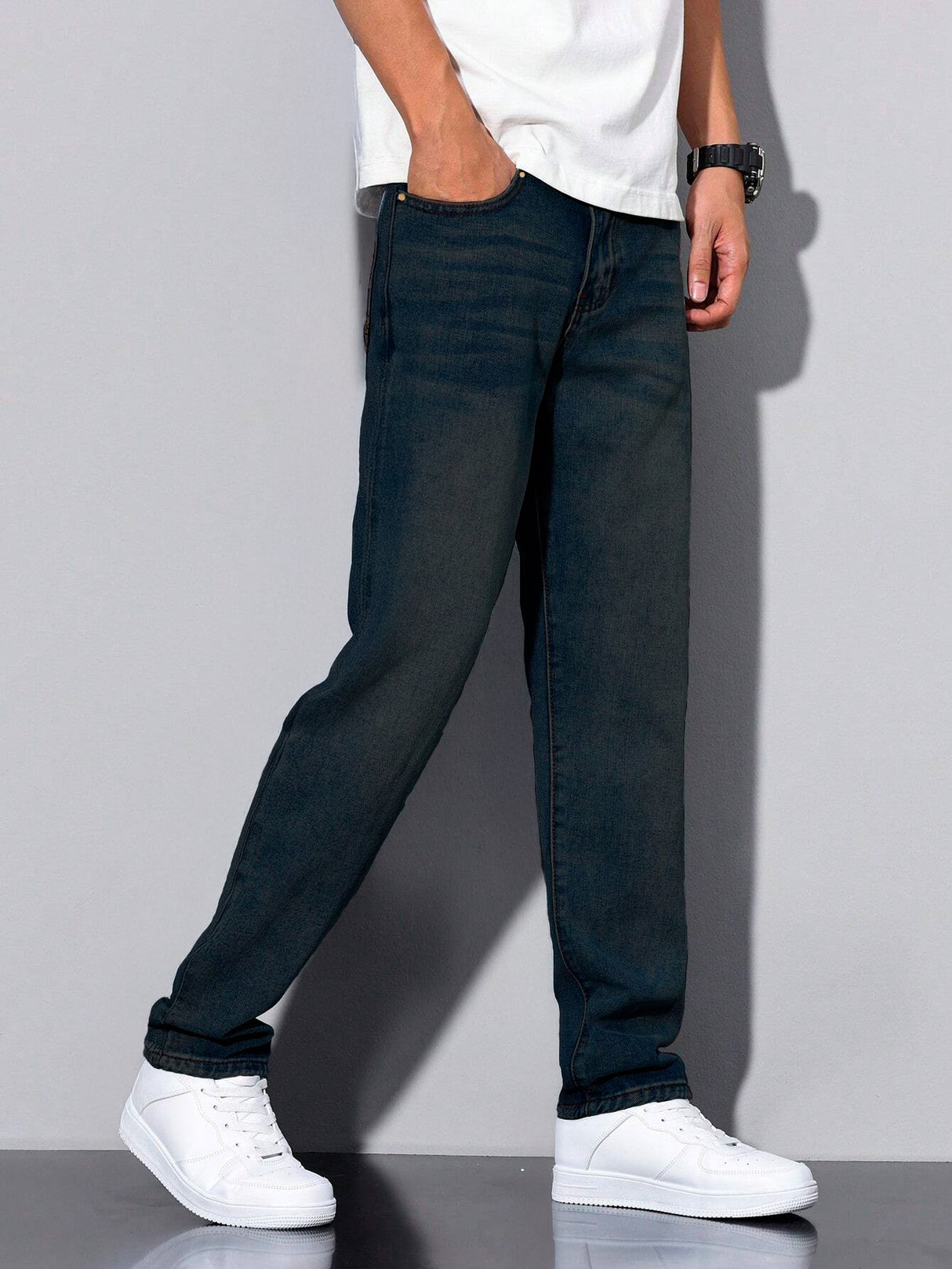 Jeans Clasico Para hombre Pantalon de Mezclilla Corte Regular Recto Slim