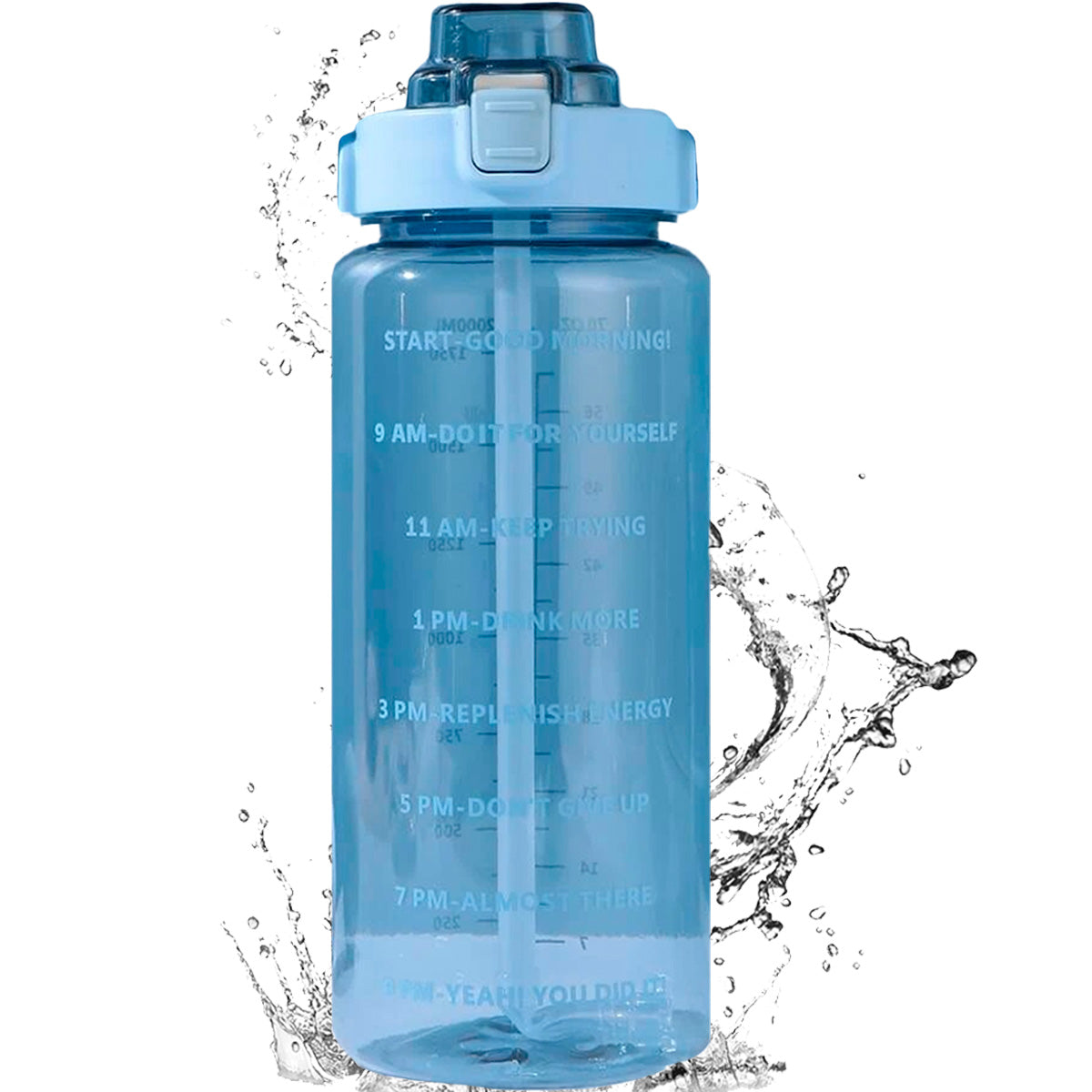 Botella De Agua Deportiva 2 Lts Gran Capacidad Gym Popote