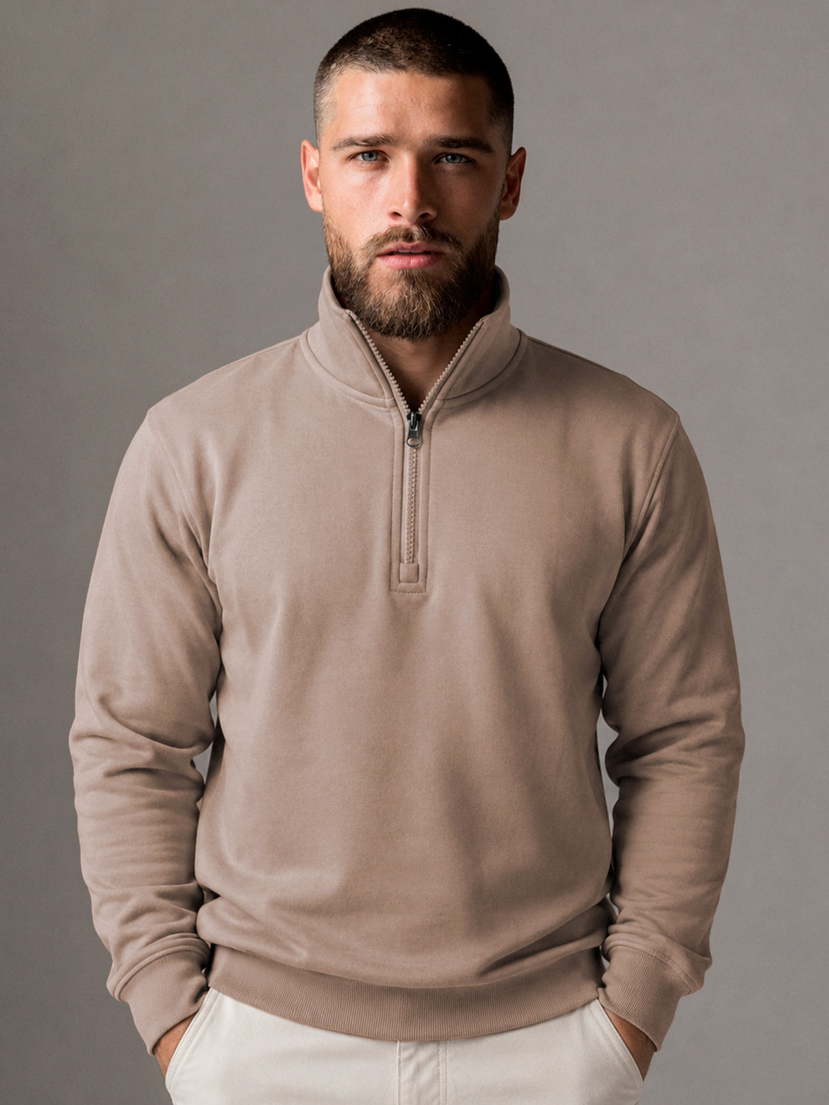 Sudadera Para Hombre Con Media Cierro en Cuello