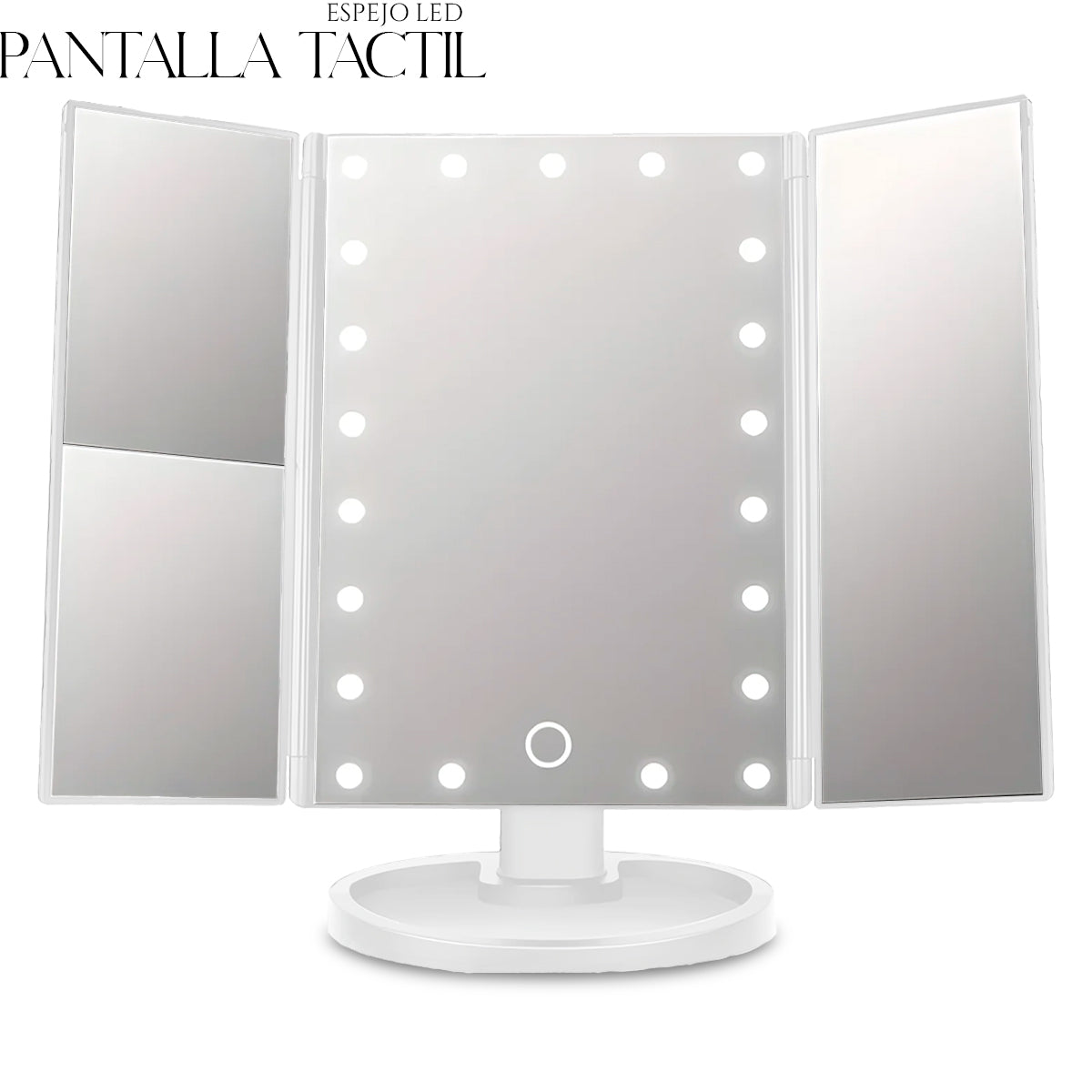 Espejo De Maquillaje Led Con Pantalla Táctil Rotacion 360