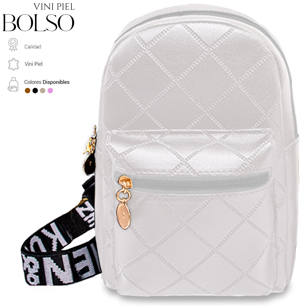 Bolso Bandolera Para Mujer Impermeable Vini Piel