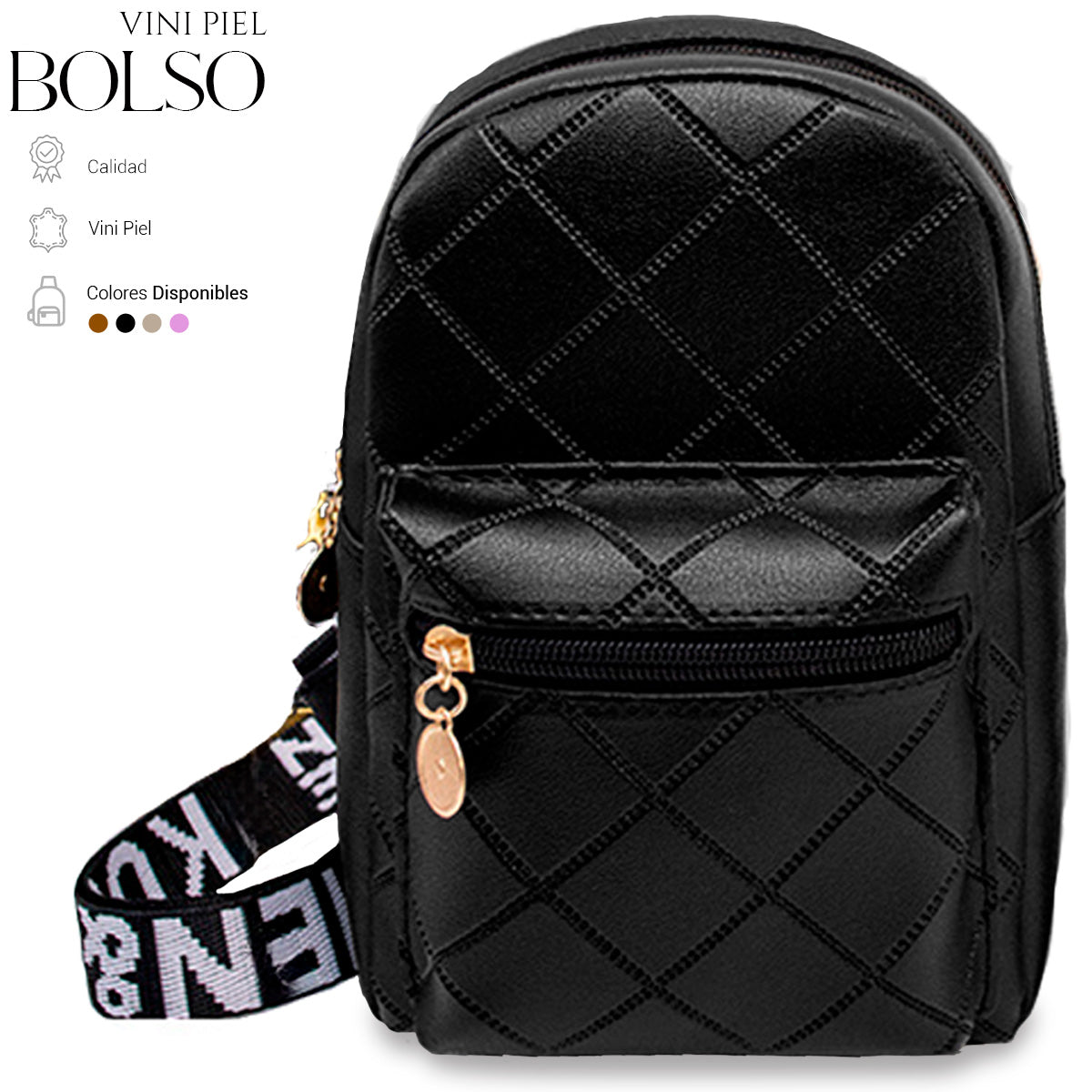 Bolso Bandolera Para Mujer Impermeable Vini Piel