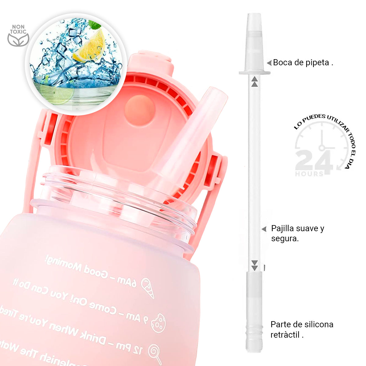 Botella De Agua Deportiva Motivacional 1 Lt Gran Capacidad