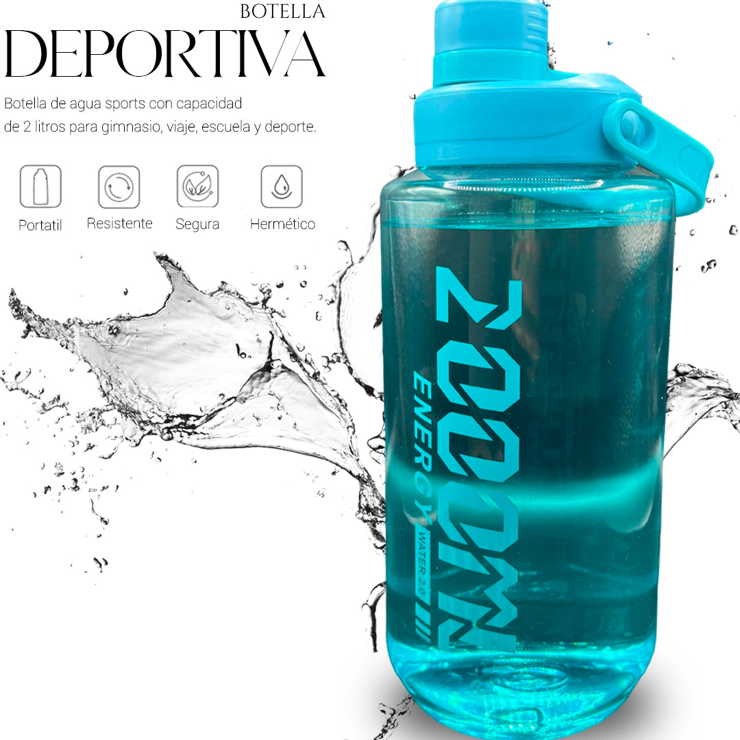 Botella De Agua Deportiva 2 Lts De Gran Capacidad Gym