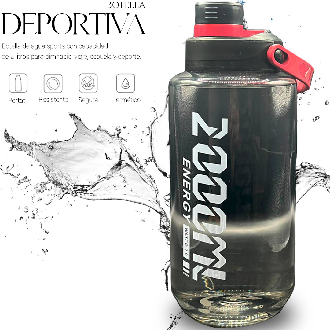 Botella De Agua Deportiva 2 Lts De Gran Capacidad Gym