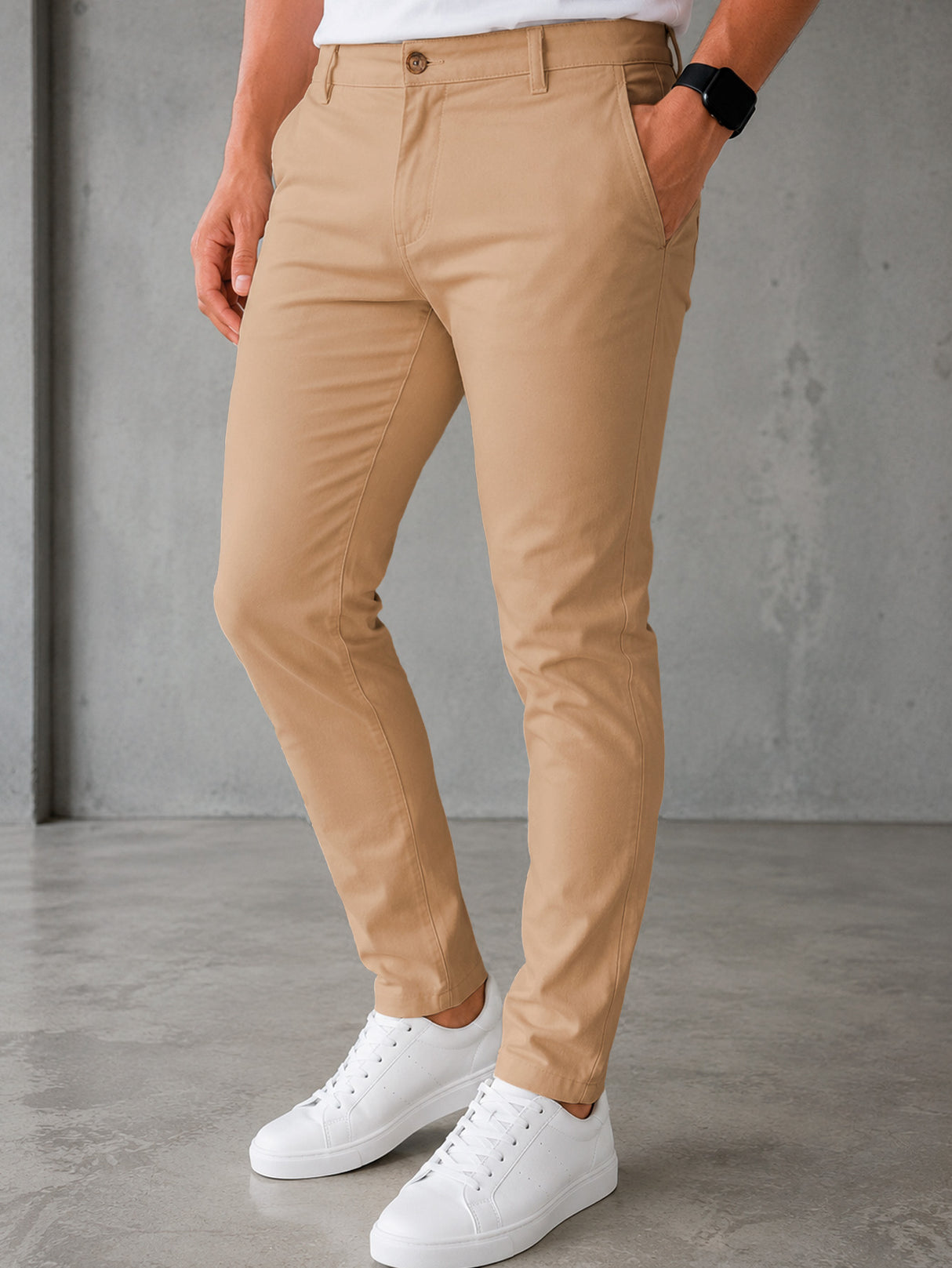 Pantalón De Vestir Casual Hombre Skinny Slim Fit Gabardina