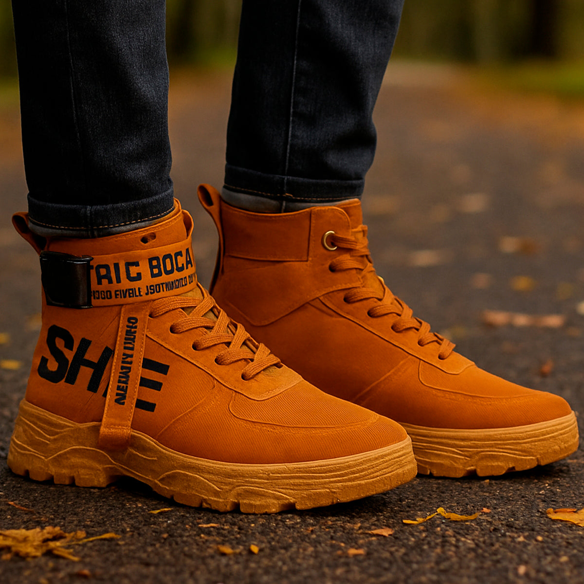 Bota casual para hombre de altura superior fácil de limpiar con suela antiderrapante  para uso casual con cordones con la parte superior alta Zapatos con suela antideslizante diseño de agujeros respirables, transpirable