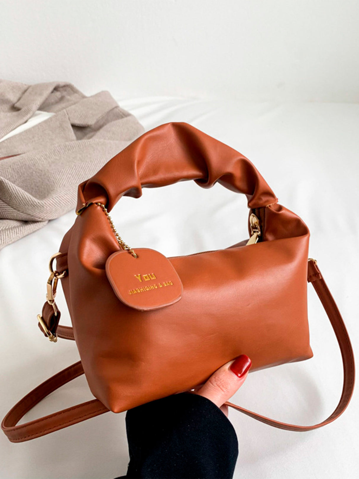 Bolso De Mano Tipo Piel Elegante Casual Para Mujer