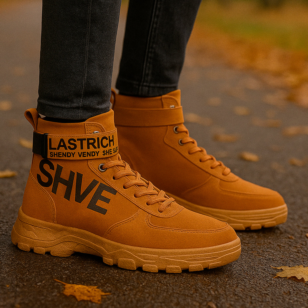 Bota casual para hombre de altura superior fácil de limpiar con suela antiderrapante  para uso casual con cordones con la parte superior alta Zapatos con suela antideslizante diseño de agujeros respirables, transpirable