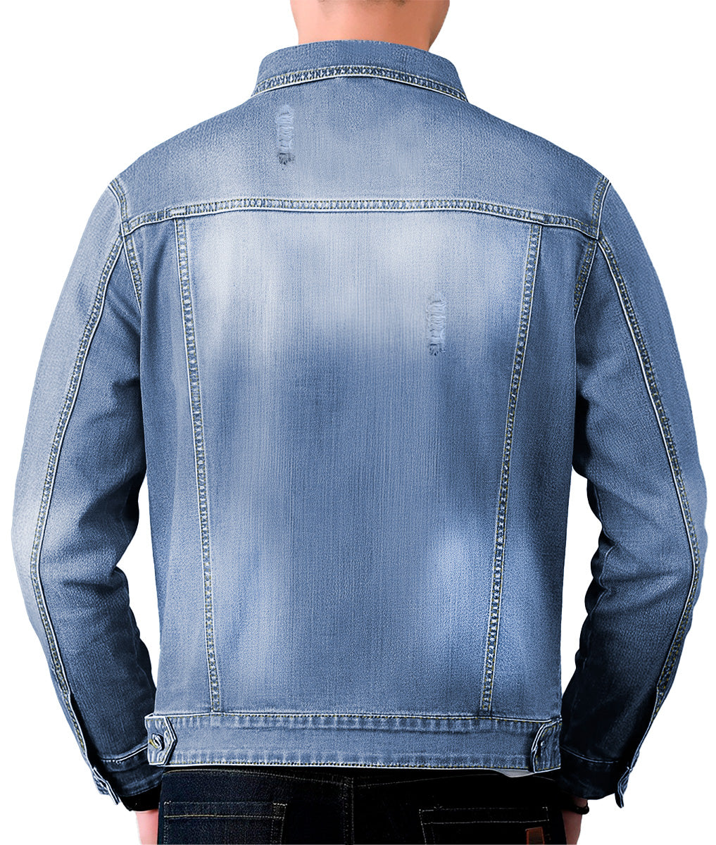 Chamarra De Mezclilla Para Hombre Con Bolsillos Denim