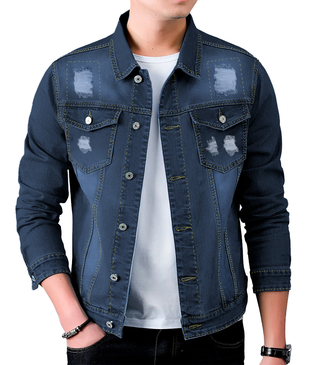 Chamarra De Mezclilla Para Hombre Con Bolsillos Denim