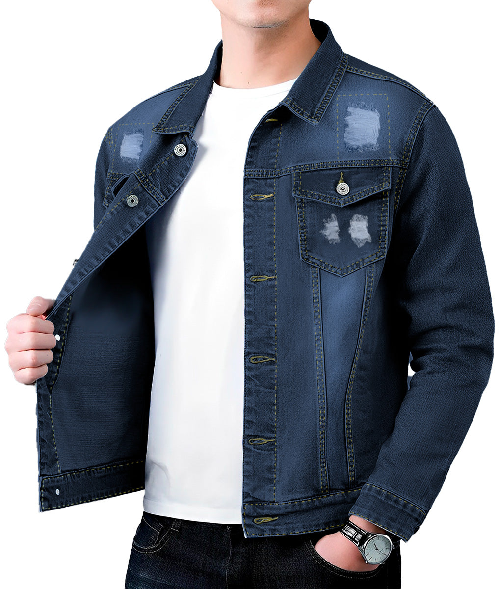 Chamarra De Mezclilla Para Hombre Con Bolsillos Denim