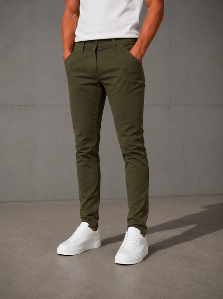 Pantalón De Vestir Casual Hombre Skinny Slim Fit Gabardina