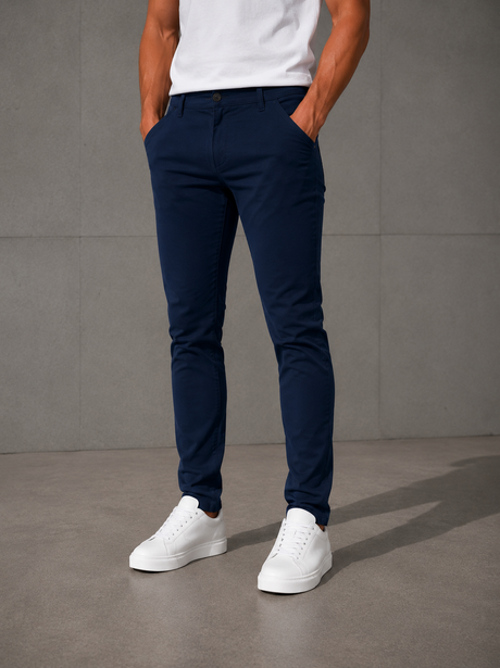 Pantalón De Vestir Casual Hombre Skinny Slim Fit Gabardina