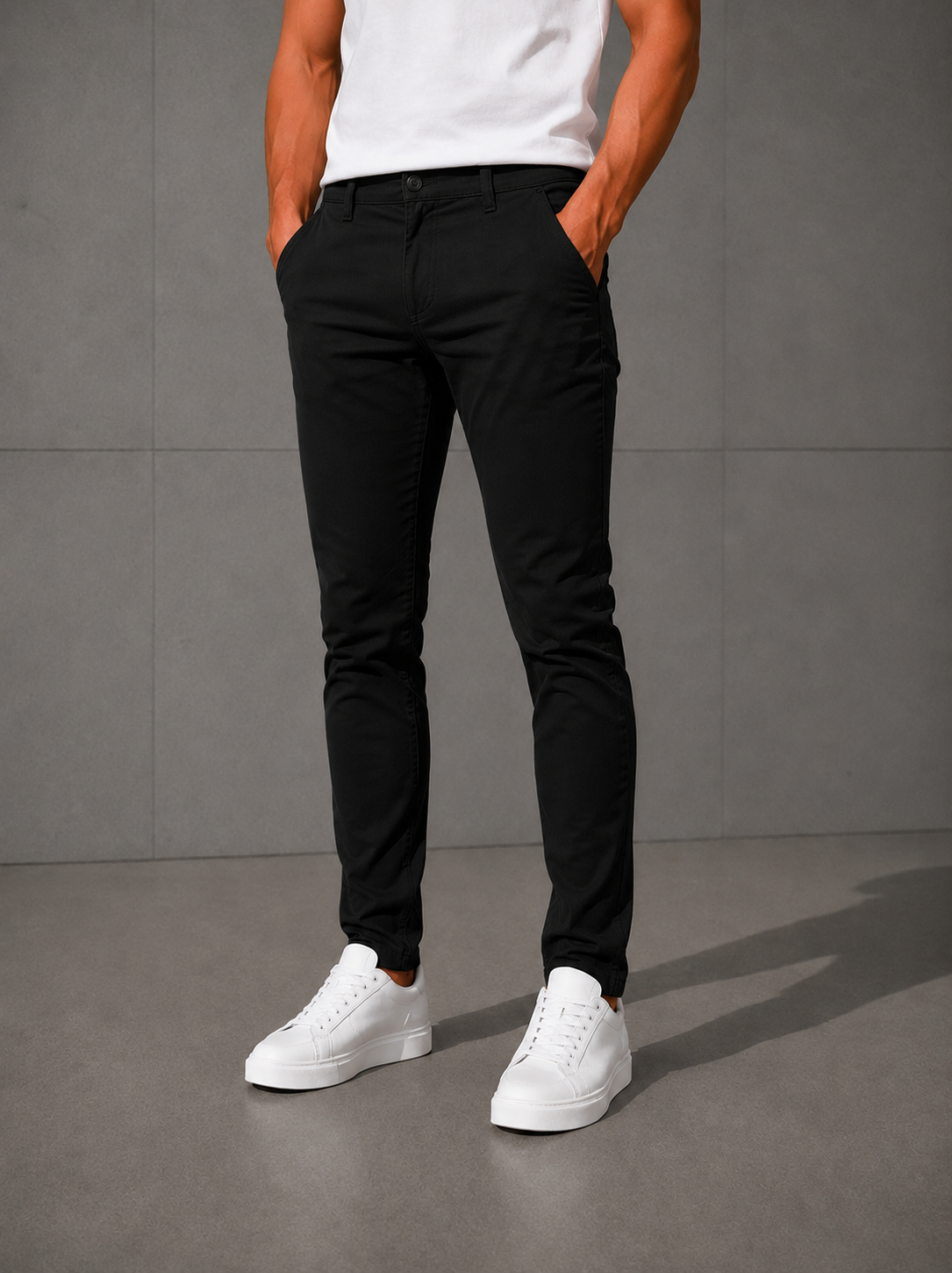 Pantalón De Vestir Casual Hombre Skinny Slim Fit Gabardina