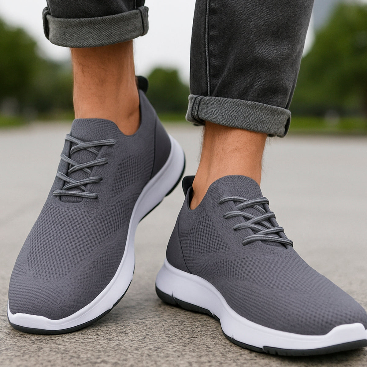 Tenis para hombre casuales con un diseño de  tela para correr con punta  con agujeta clásica, suela antideslizante Zapatilla para hombre cómodo transpirable ideal para el uso diario