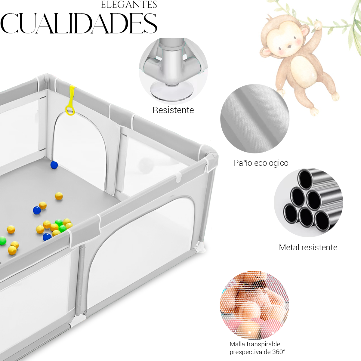 Corral Para Bebé Didáctico Gimnacio Portatil Multifuncional