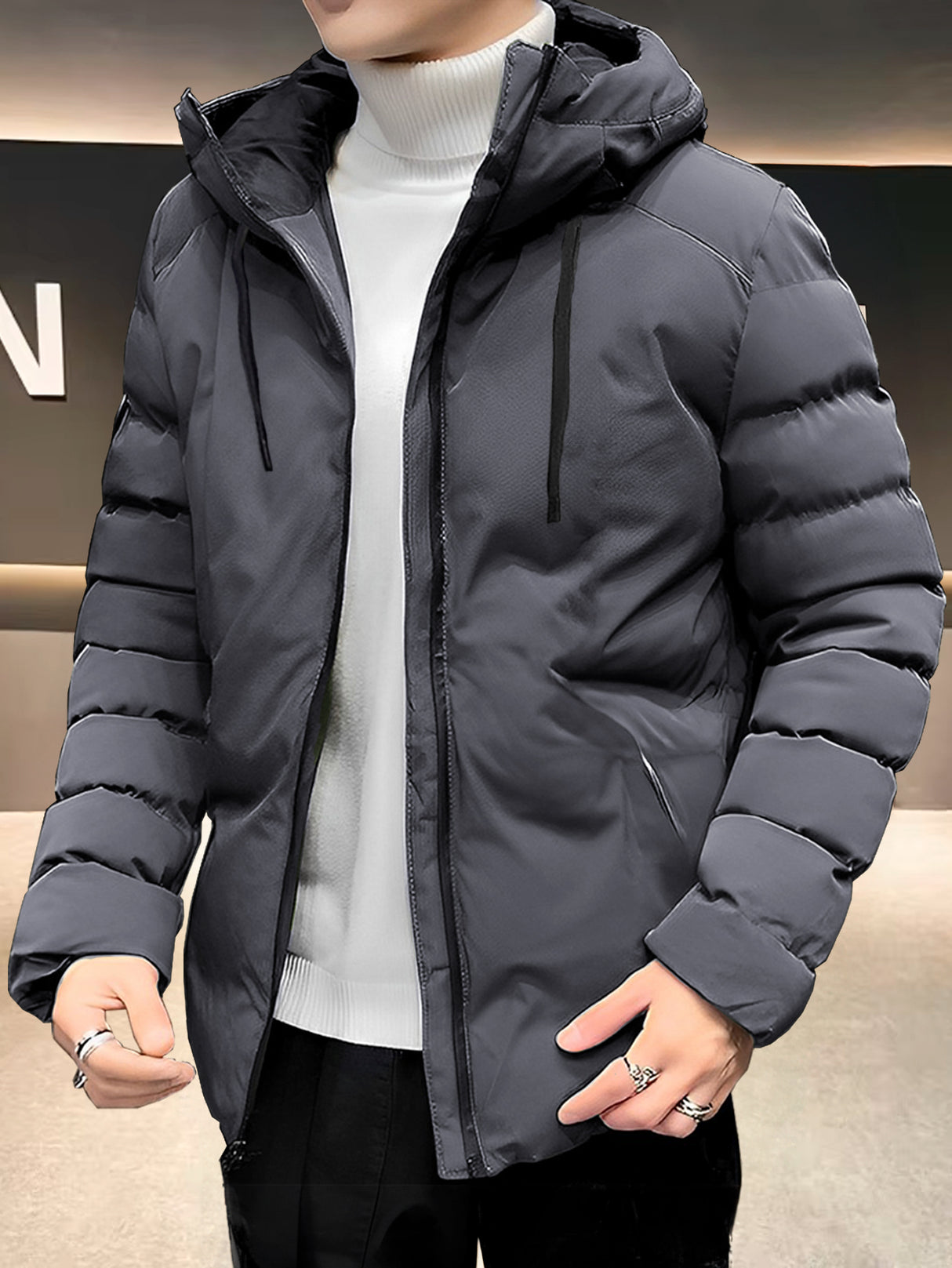 Chamarra Chaqueta Para Hombre De Invierno Con Capucha