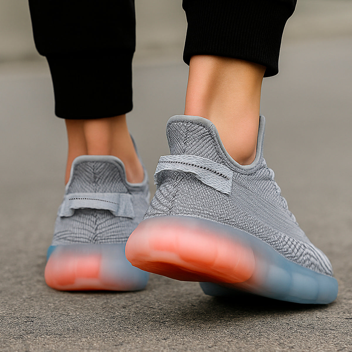 Tenis para hombre con diseño de tela para correr con suela de goma antideslizante Zapatilla con punta casual para hombre