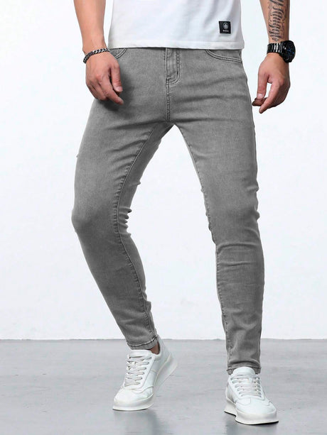 Jeans Ajustados Skinny Fit Pantalón para Hombre de Mezclilla Slim Casual Transpirable