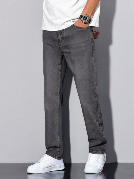 Jeans Clasico Para hombre Pantalon de Mezclilla Corte Regular Recto Slim