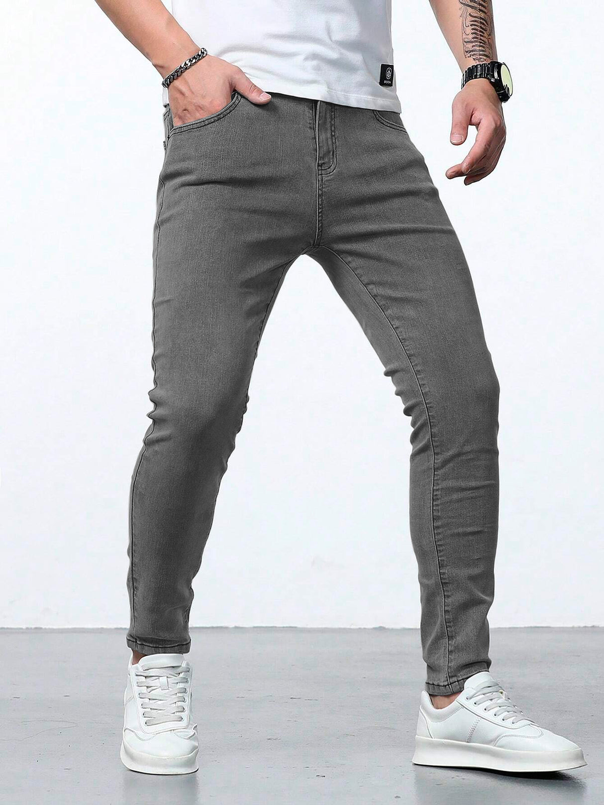 Jeans Ajustados Skinny Fit Pantalón para Hombre de Mezclilla Slim Casual Transpirable