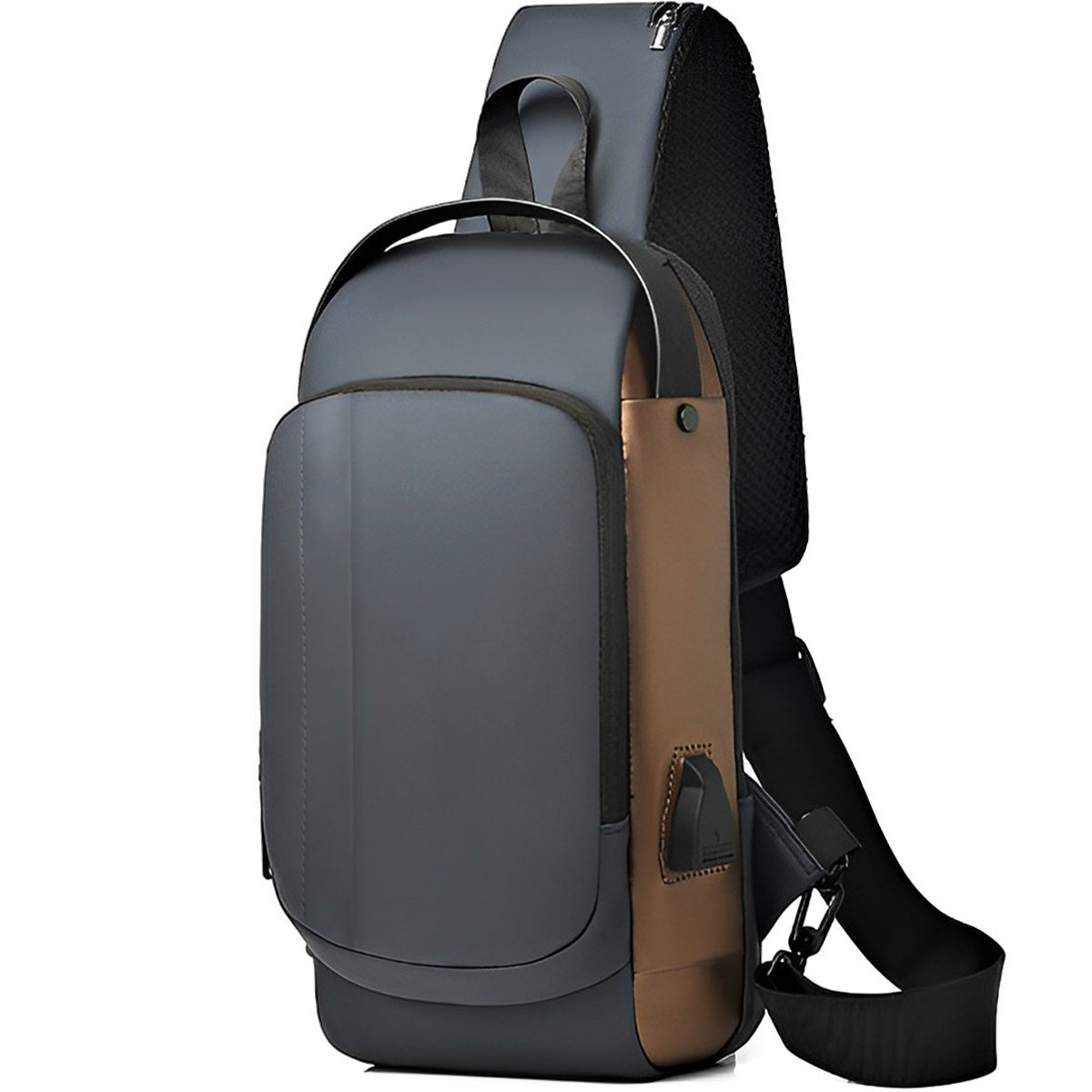 Mochila Bandolera Cruzada Pechera Antirrobo Tipo Piel Con Entrada Usb