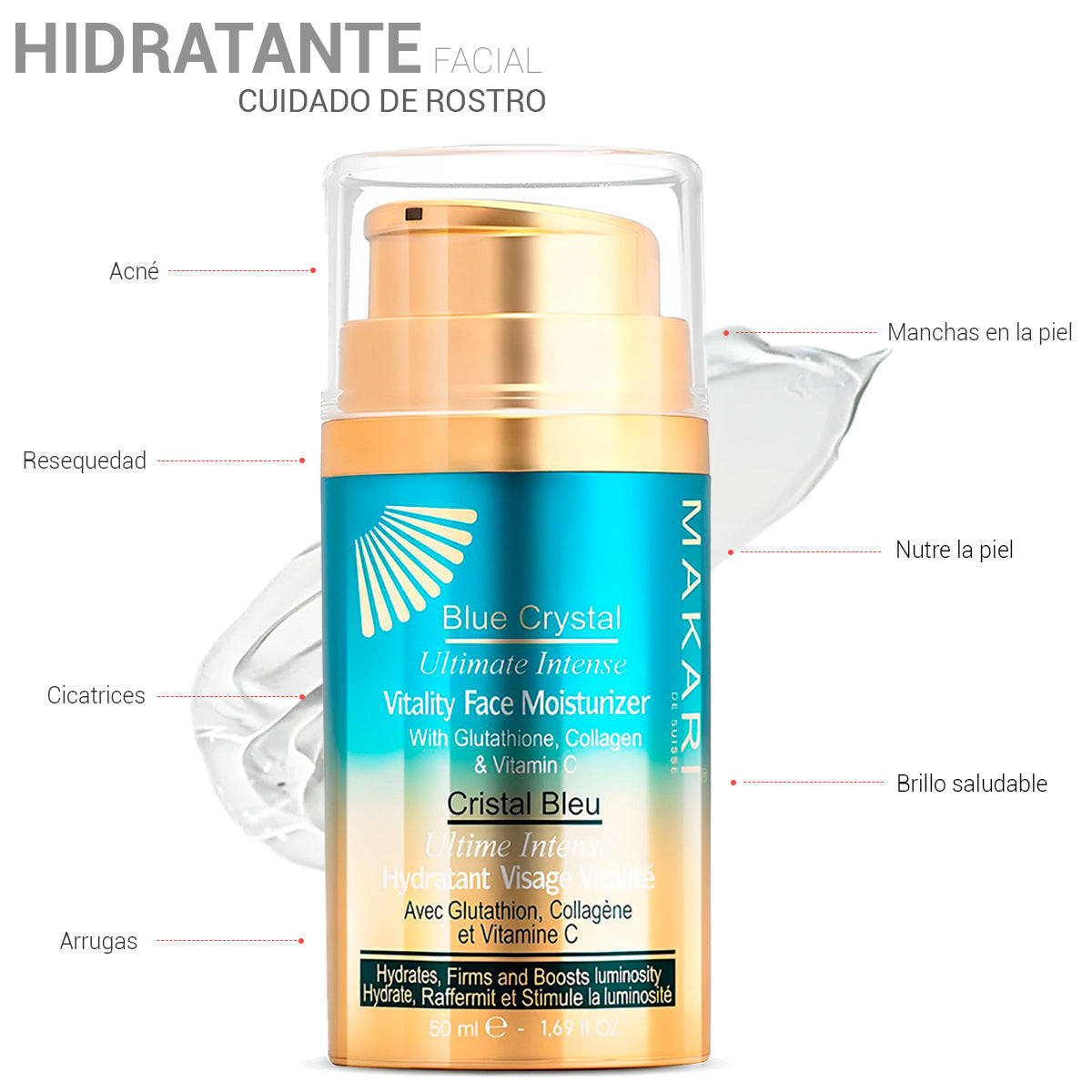 Hidratante Facial Blue Crystal Vitality Makari