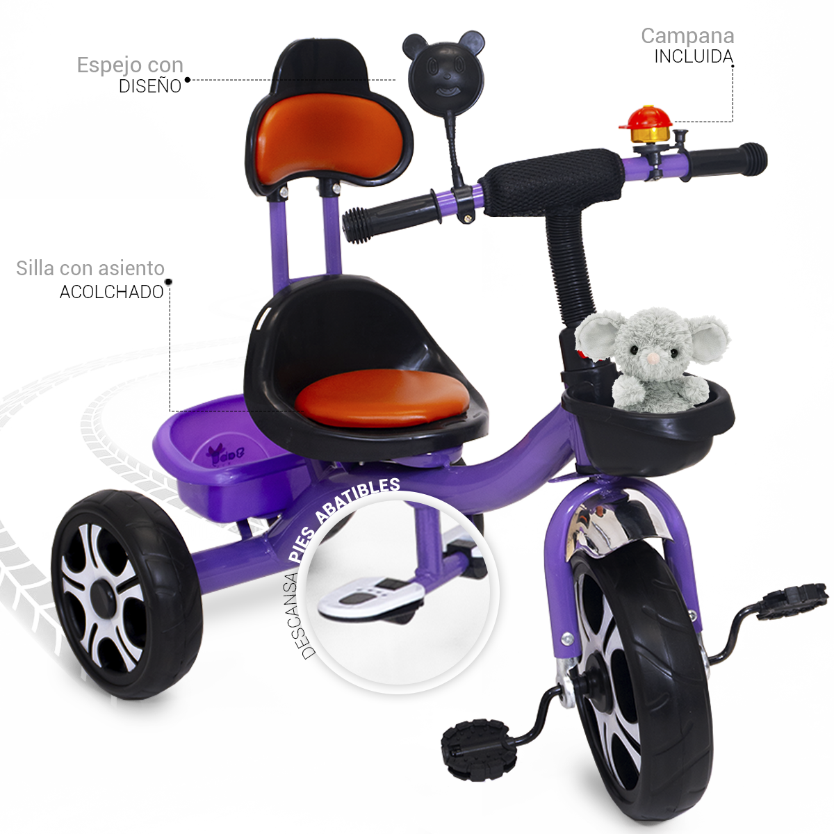 Triciclo Bicicleta Infantil Carriola Bebe Paseo Con Cajuela
