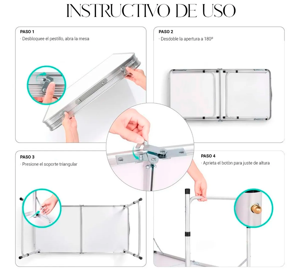Mesa Plegable Tipo Portafolio 1.20m Resistente Exterior