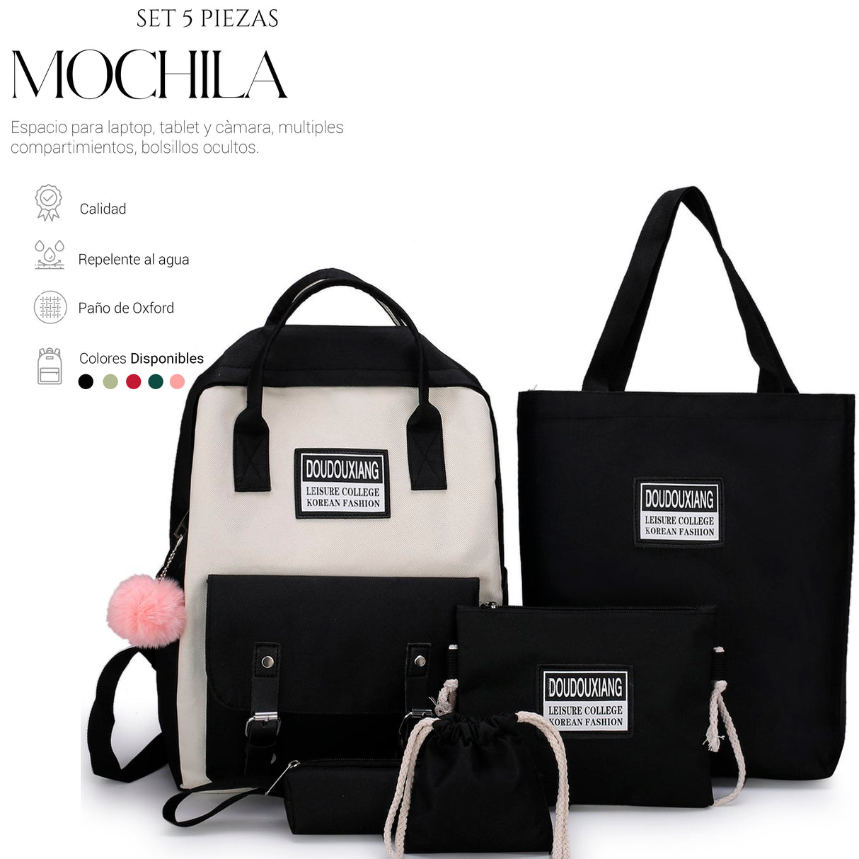 Mochilas Set 5 Pzs Escolar Bolsas Lapicera