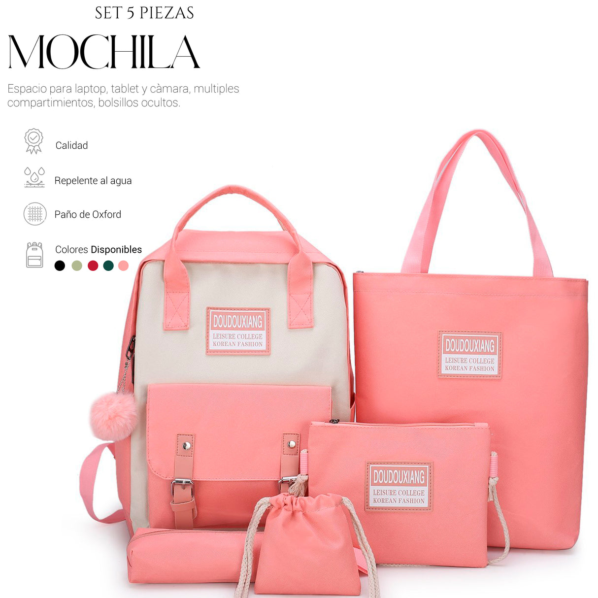 Mochilas Set 5 Pzs Escolar Bolsas Lapicera