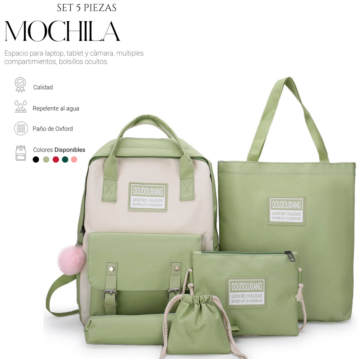 Mochilas Set 5 Pzs Escolar Bolsas Lapicera