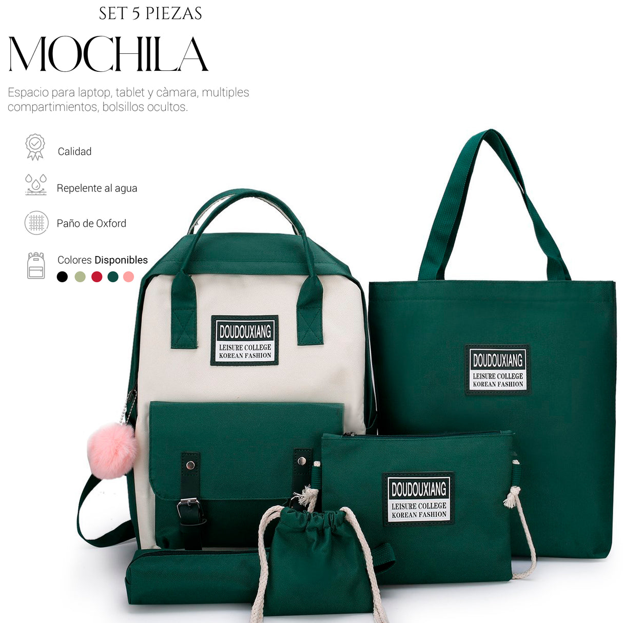 Mochilas Set 5 Pzs Escolar Bolsas Lapicera