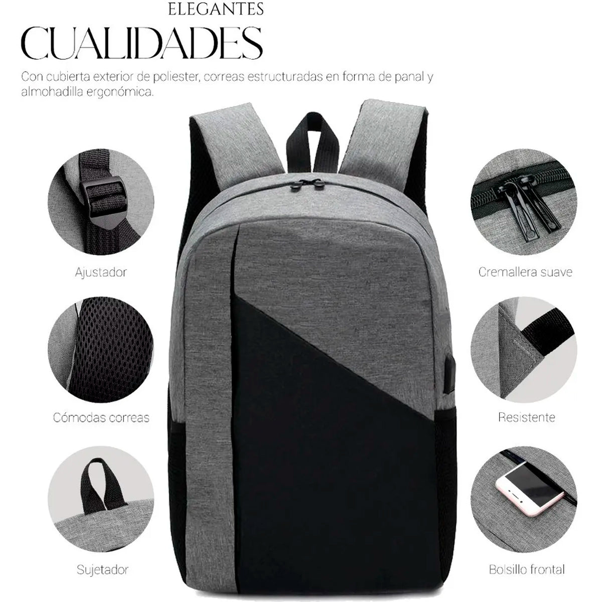 Mochila Escolar Para Laptop Carga Usb