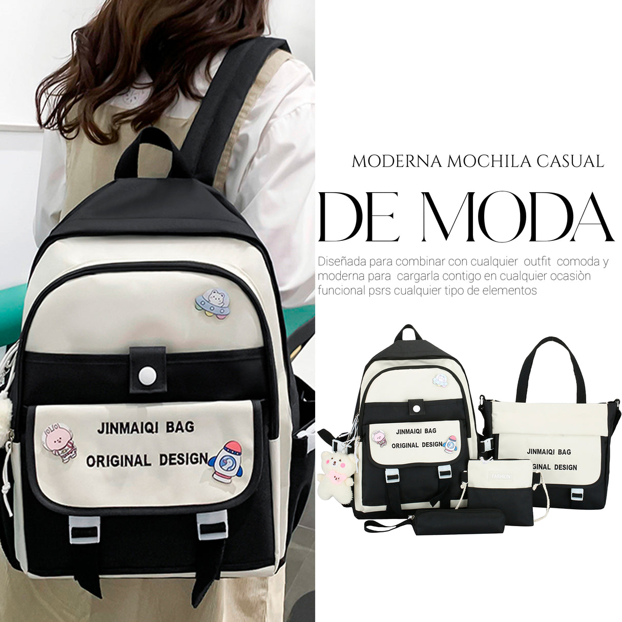 Mochila Set Escolar Bolsa Lapicera Juvenil Laptop 1 Sku 200