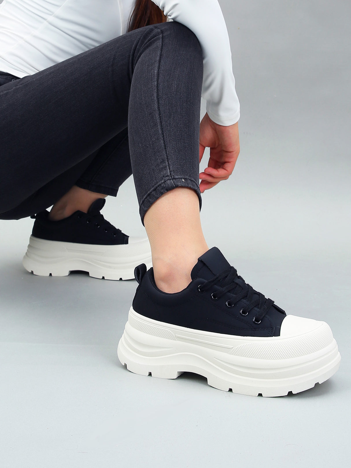 Tenis Tipo Bota Casual Para Mujer Con Plataforma