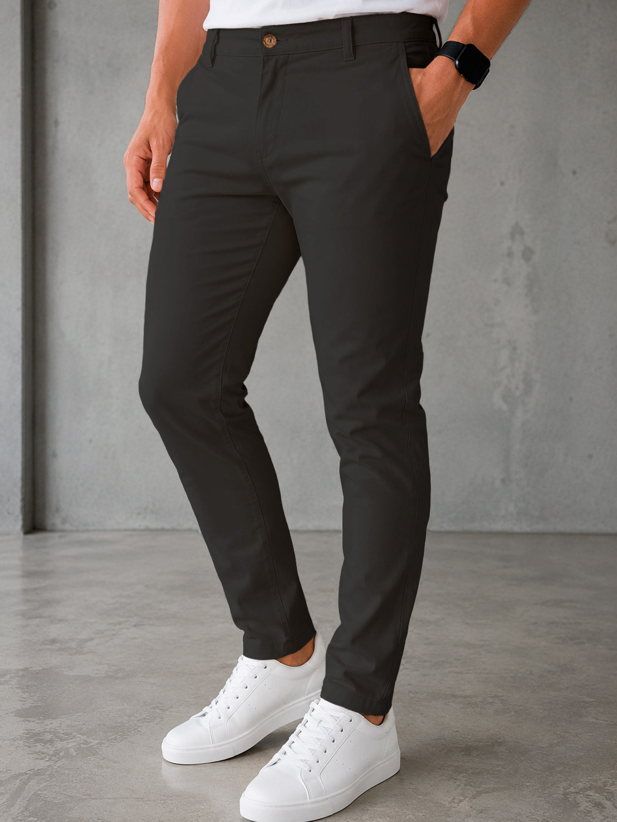 Pantalón De Vestir Casual Hombre Skinny Slim Fit Gabardina