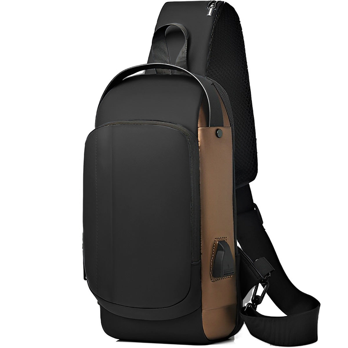 Mochila Bandolera Cruzada Pechera Antirrobo Tipo Piel Con Entrada Usb