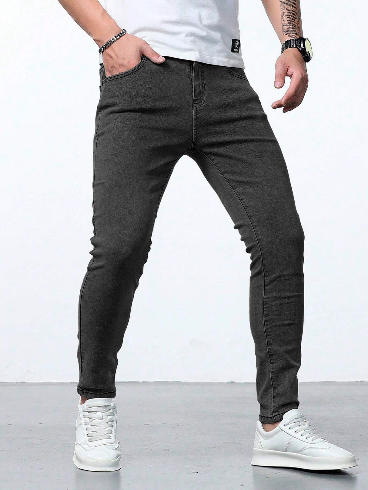 Jeans Ajustados Skinny Fit Pantalón para Hombre de Mezclilla Slim Casual Transpirable