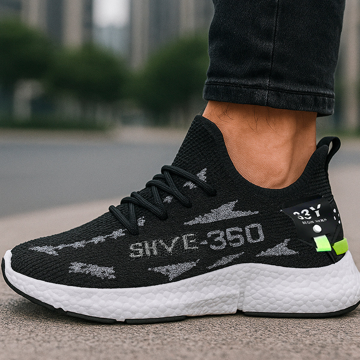Tenis para hombre casuales con un diseño de  tela para correr con punta  con agujeta clásica, suela antideslizante Zapatilla para hombre cómodo transpirable ideal para el uso diario