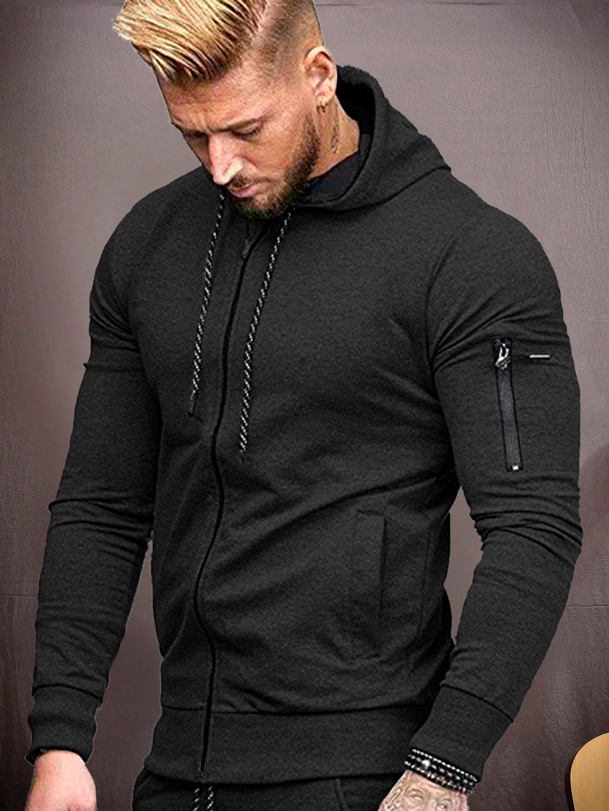 Sudadera Hombre Con Capucha De Calidad Con Cierre Hoodie