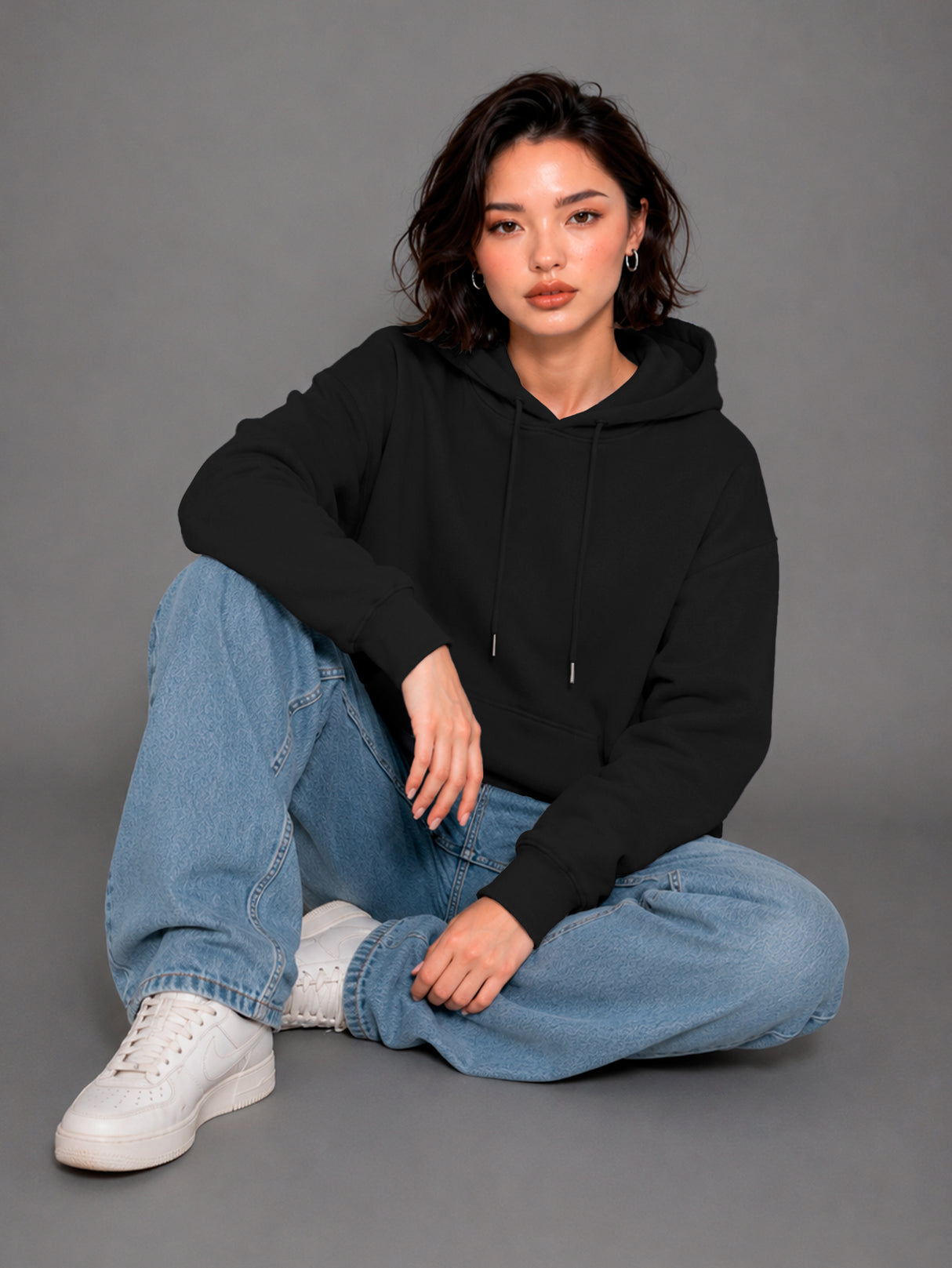 Sudadera con Capucha para Mujer Manga Larga Hoodie sin Cierre
